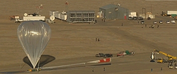 Preparations for launching a stratospheric balloon for the first jump of the Red Bull Stratos effort