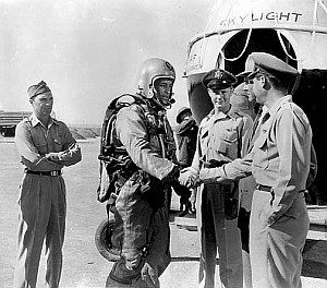 View of a sequence of the movie ON THE THRESHOLD OF THE SPACE showing the Skylight gondola